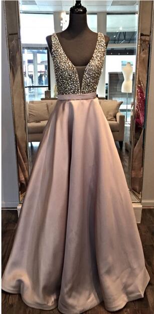 Long Prom Dresses With Beading Fashion School Dance Dress Winter Formal Dress PDP0431
