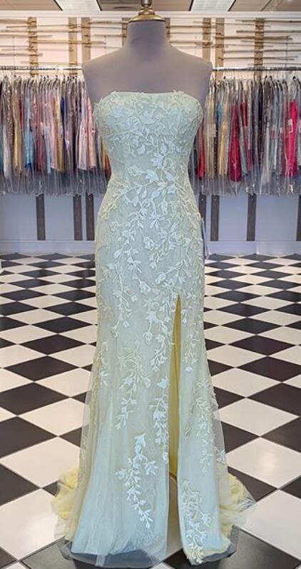 Strapless Long Prom Dresses with Applique and Beading 8th Graduation Dress School Dance Winter Formal Dress PDP0485