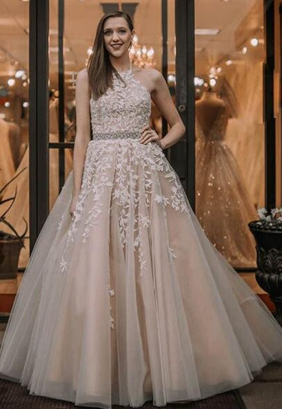 Long Prom Dresses with Applique and Beading 8th Graduation Dress School Dance Winter Formal Dress PDP0508