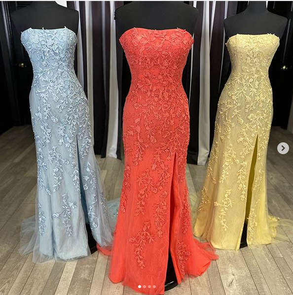 Strapless Mermaid Prom Dress with Applique and Beading Long Prom Dresses 8th Graduation Dress Formal Dress PDP0585