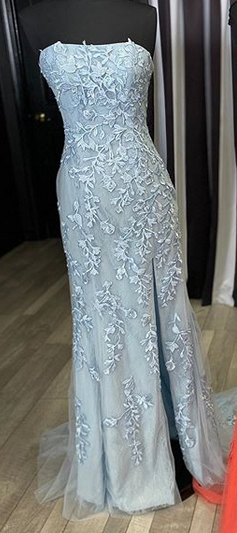 Strapless Mermaid Prom Dress with Applique and Beading Long Prom Dresses 8th Graduation Dress Formal Dress PDP0585