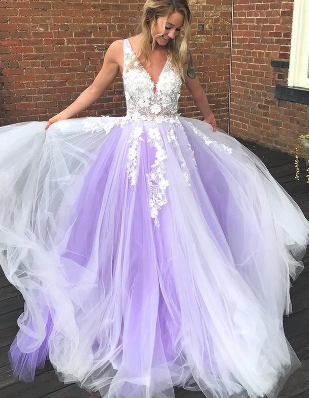 Tulle Prom Dresses With Applique and Beading Long Prom Dress Fashion School Dance Dress Winter Formal Dress PDP0625