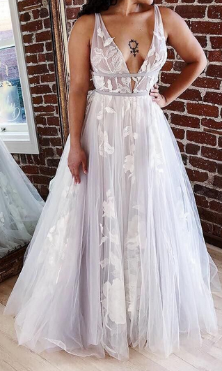 Sexy Tulle Wedding Dress with Applique,Fashion Custom made Bridal Dress PDW034