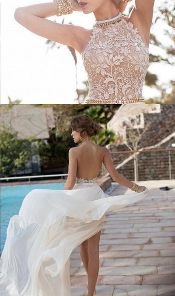 Open Back Sexy A-line Beach Wedding Dress ,Fashion Custom made Bridal Dress PDW041