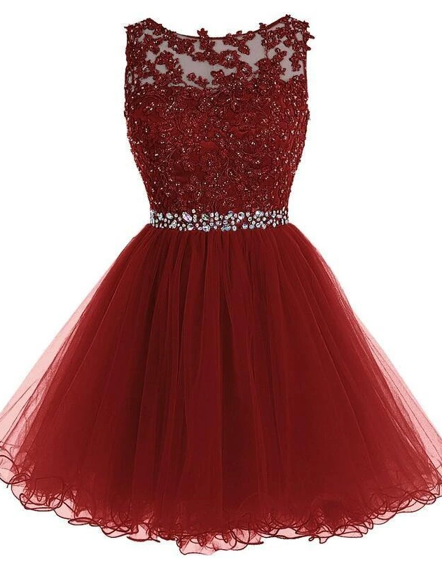 Homecoming Dress with Applique and Beading, Popular Short Prom Dress  PDH0045