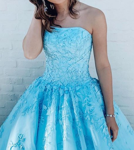Prom Dresses With Applique and Beading, Long Prom Dress ,Fashion School Dance Dress Formal Dress PDP0689