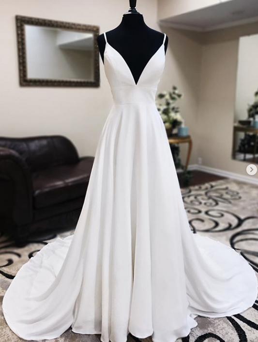 A-line Beach Wedding Dresses with Applique ,Fashion Custom made Bridal Dress PDW056