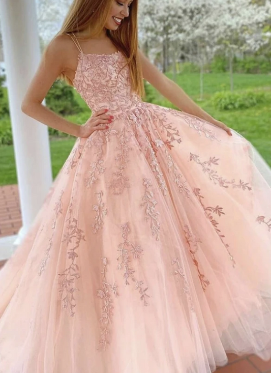 Long Prom Dress With Applique and Beading,Fashion School Dance Dress Sweet 16 Quinceanera Dress PDP0735