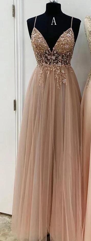 A-line Long Prom Dress with Beading, School Dance Dresses ,Fashion Winter Formal Dress PPS001