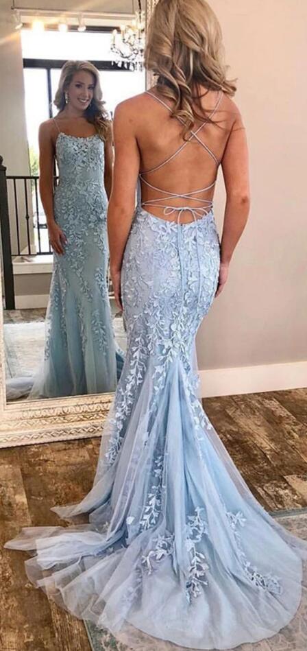 Mermaid Long Prom Dress with Appliques and Beadings, School Dance Dresses ,Fashion Winter Formal Dress PPS002