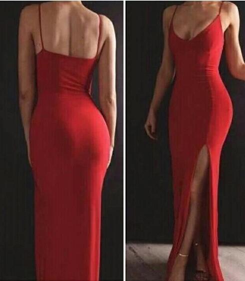 Sexy Long Prom Dress with Slit, School Dance Dresses ,Fashion Winter Formal Dress PPS017