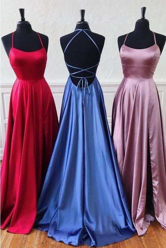 2021 Simple Long Prom Dress with Lace up Back, School Dance Dresses ,Fashion Winter Formal Dress PPS019
