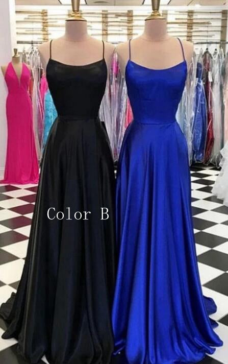 Simple A-line Lace up Back Long Prom Dresses with Slit Fashion Formal Dress BP009