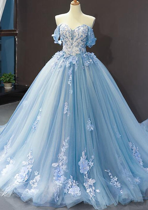 Off Shoulder Ball Gown Long Prom Dress with Appliques and Beading,Fashion Dance Dress,Sweet 16 Quinceanera Dress,BP170