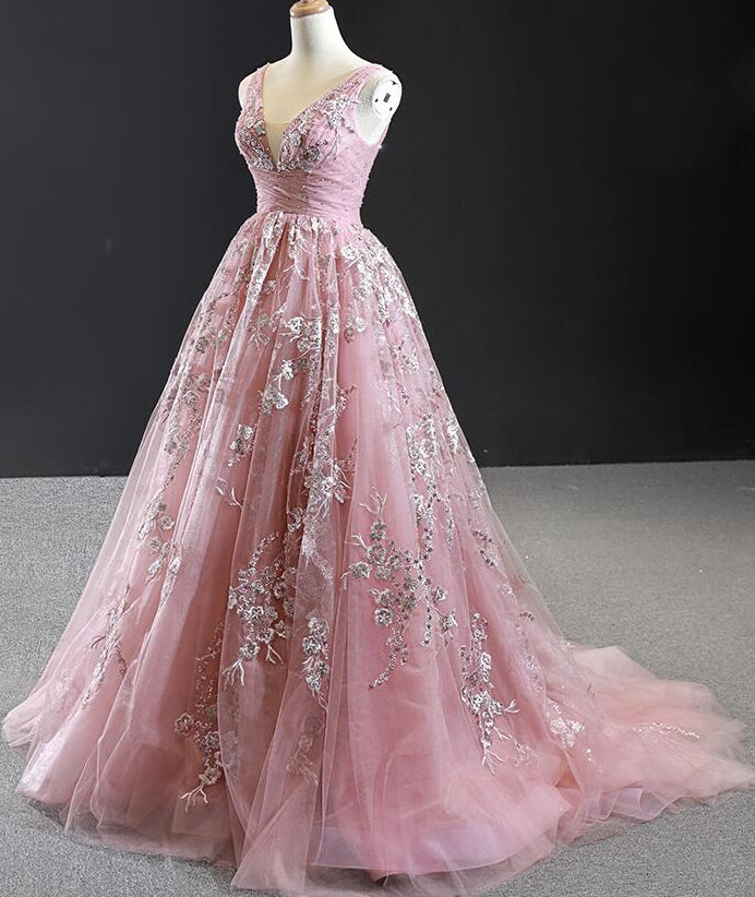 Tulle Long Prom Dress with Appliques and Beading,Fashion Dance Dress,Sweet 16 Quinceanera Dress,BP171