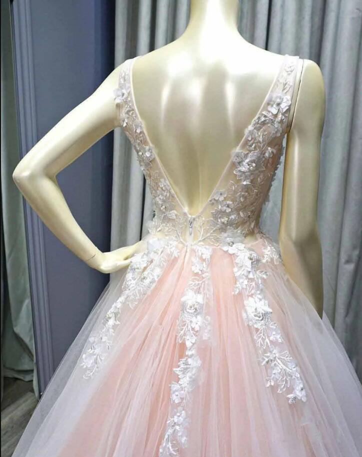 Lavender Tulle Princess Plunge V neck Long Prom Dresses Winter Formal Dresses,Evening Dresses PPS146