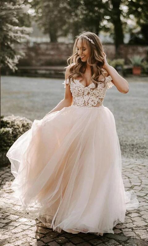 Off Shoulder Lace/Tulle Wedding Dress,Fashion Custom made Bridal Dress PDW144