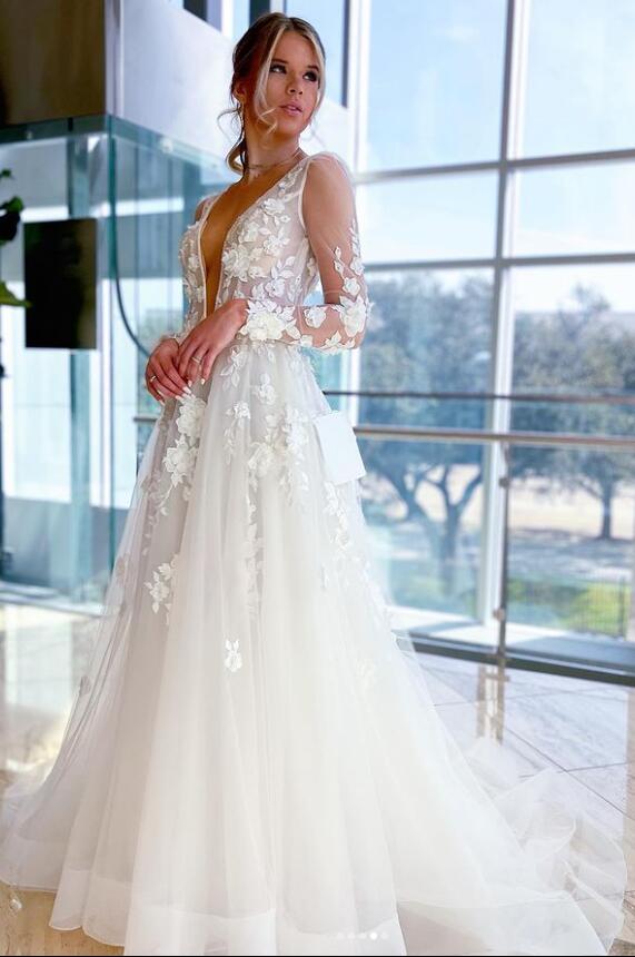 Open Back Tulle/Lace Wedding Dress,Fashion Custom made Bridal Dress PDW151