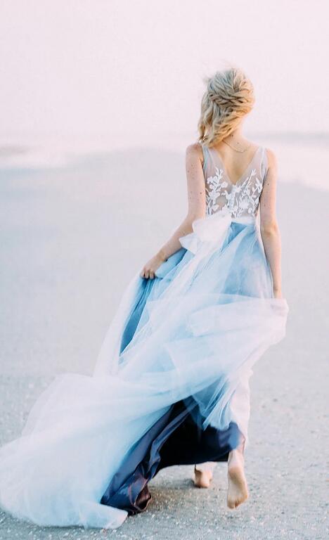 Fashion Beach Wedding Dress,Custom made Bridal Dress PDW160