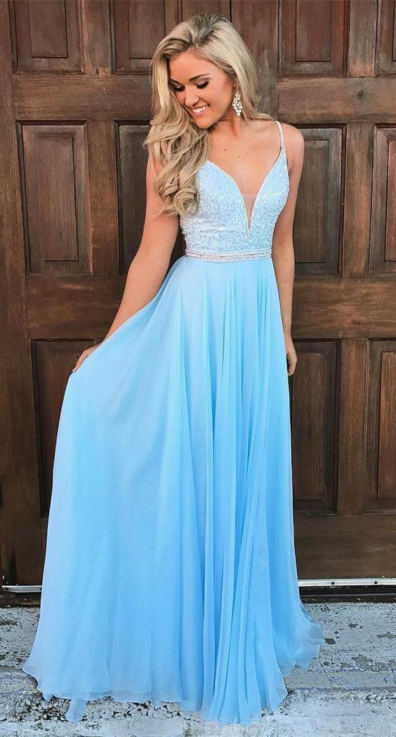 A-line Long Prom Dresses with Beading Fashion School Dance Dress Winter Formal Dress PDP0411