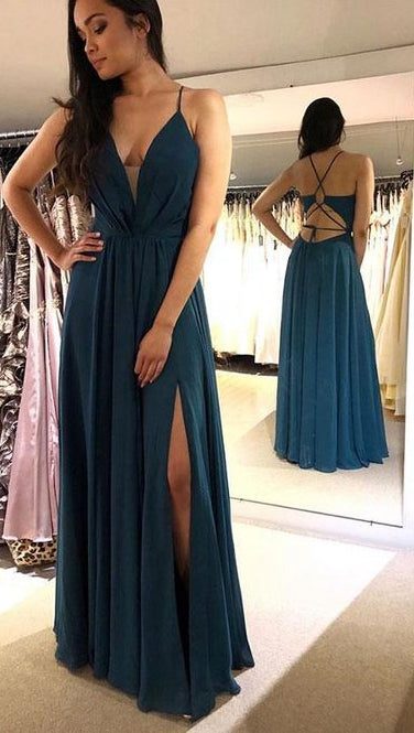 Sexy Long Prom Dress With Slit,Fashion Winter Formal Dress PDP0152