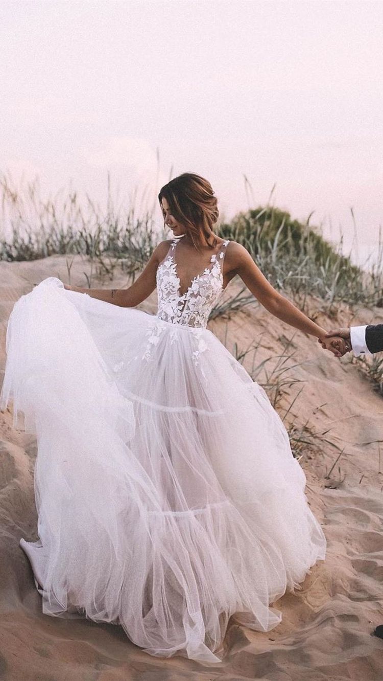 Fashion Beach Wedding Dress,Custom made Bridal Dress PDW161