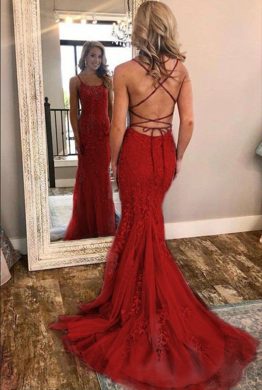 New Prom Dress with Lace up Back Mermaid Long Prom Dresses with Applqiue and Beading, PDP0616