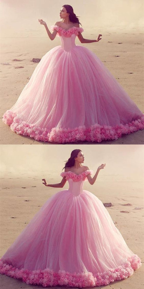 Ball Gown Prom Dresses with Flowers ,Long Prom Dress , Sweet 16 Quince ...