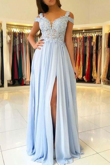 A-line Long Prom Dress with Applique, Popular Evening Dress ,Fashion Winter Formal Dress PDP0017