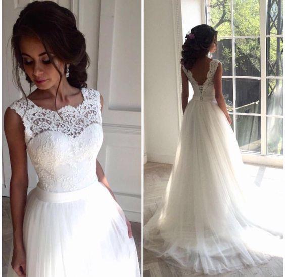 A-line Lace/Tulle Beach Wedding Dresses,Fashion Custom made Bridal Dress,PDW082