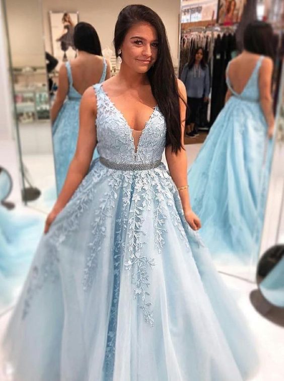 Long Prom Dresses with Applique and Beading 8th Graduation Dress School Dance Winter Formal Dress PDP0505