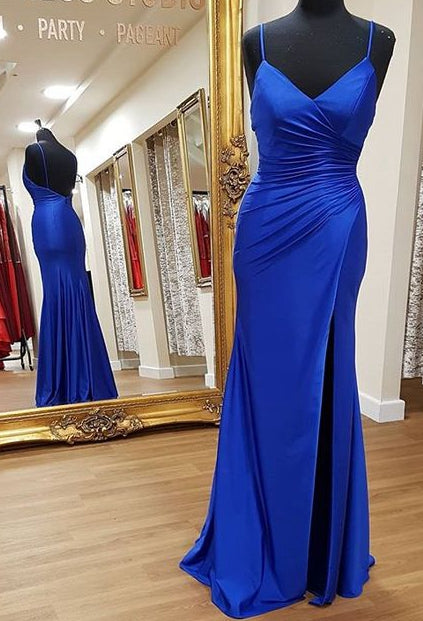 Simple Mermaid Long Prom Dress With Slit,Fashion Winter Formal Dress PDP0157
