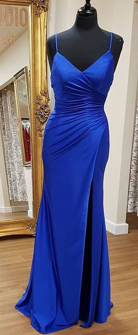 Simple Mermaid Long Prom Dress With Slit,Fashion Winter Formal Dress PDP0157