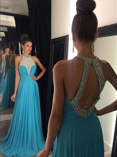 Open Back Long Prom Dress with Beading,Fashion Dance Dress,Sweet 16 Dress PDP0258
