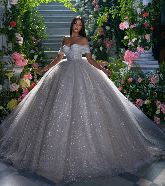 Sparkly Wedding Dress,Ball Gown Bridal Dress PDW165