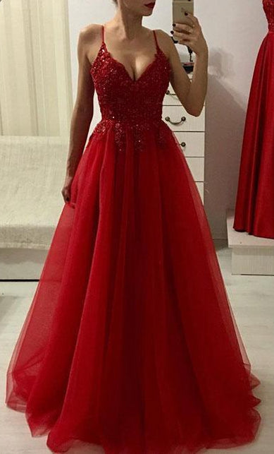 V-neck Long Prom Dress with Applique and Beading ,Fashion Evening Gown Dress PDP0172